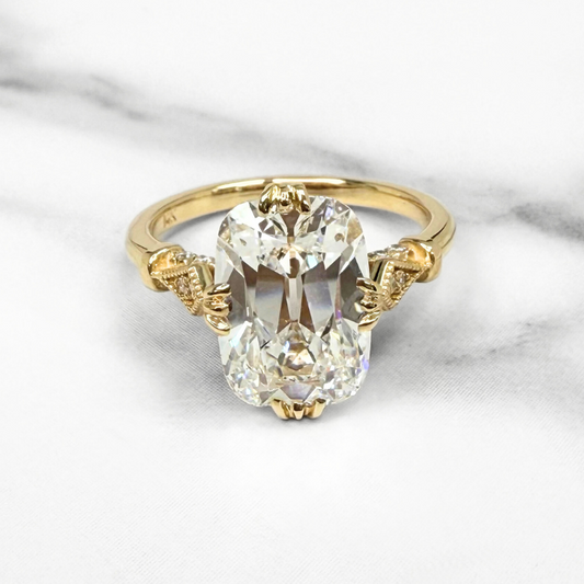 Antique Cushion Lab Diamond Art Deco Ring