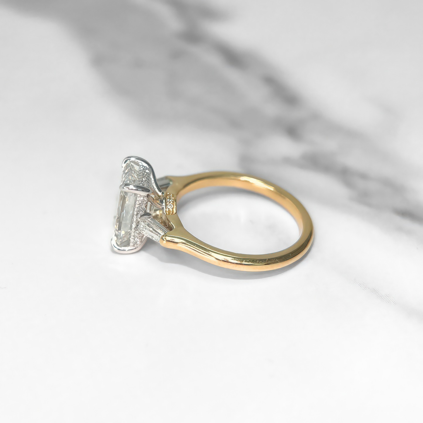 Emerald Cut Diamond Baguette Three Stone Ring