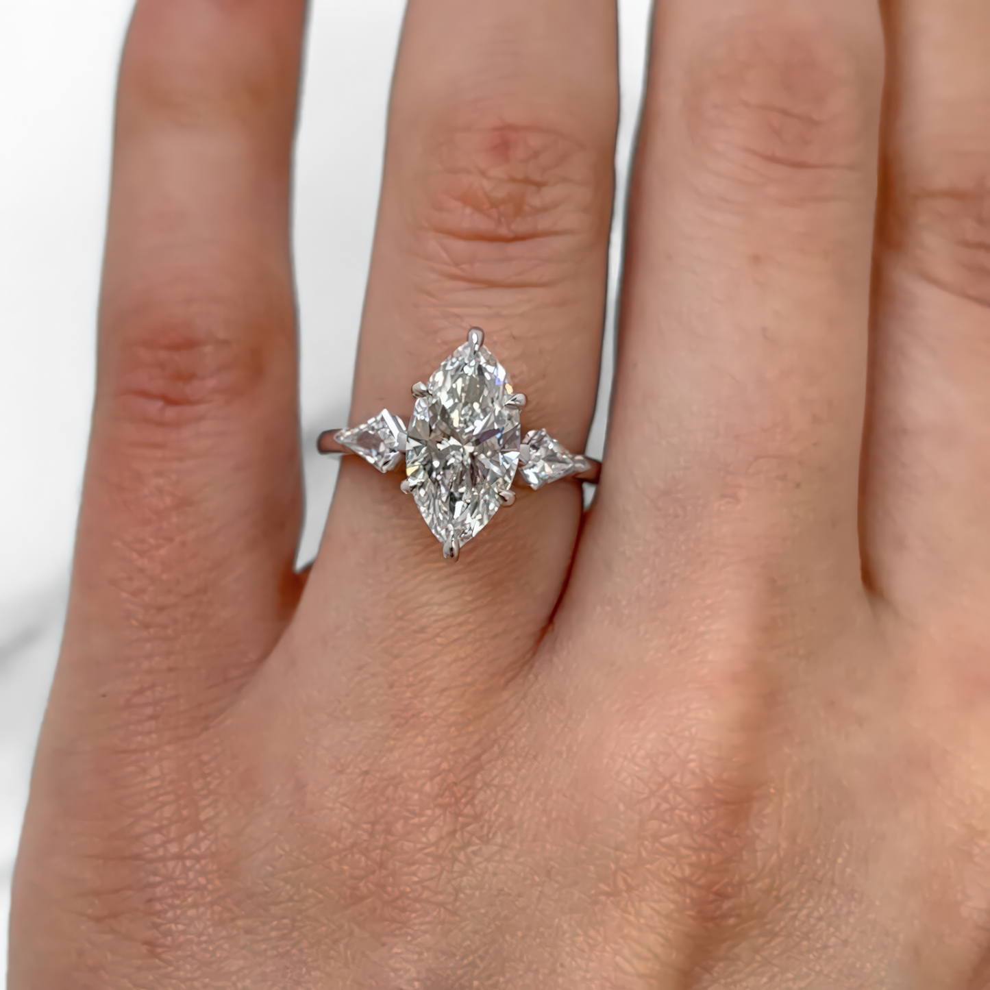 Marquise Diamond Three Stone Ring