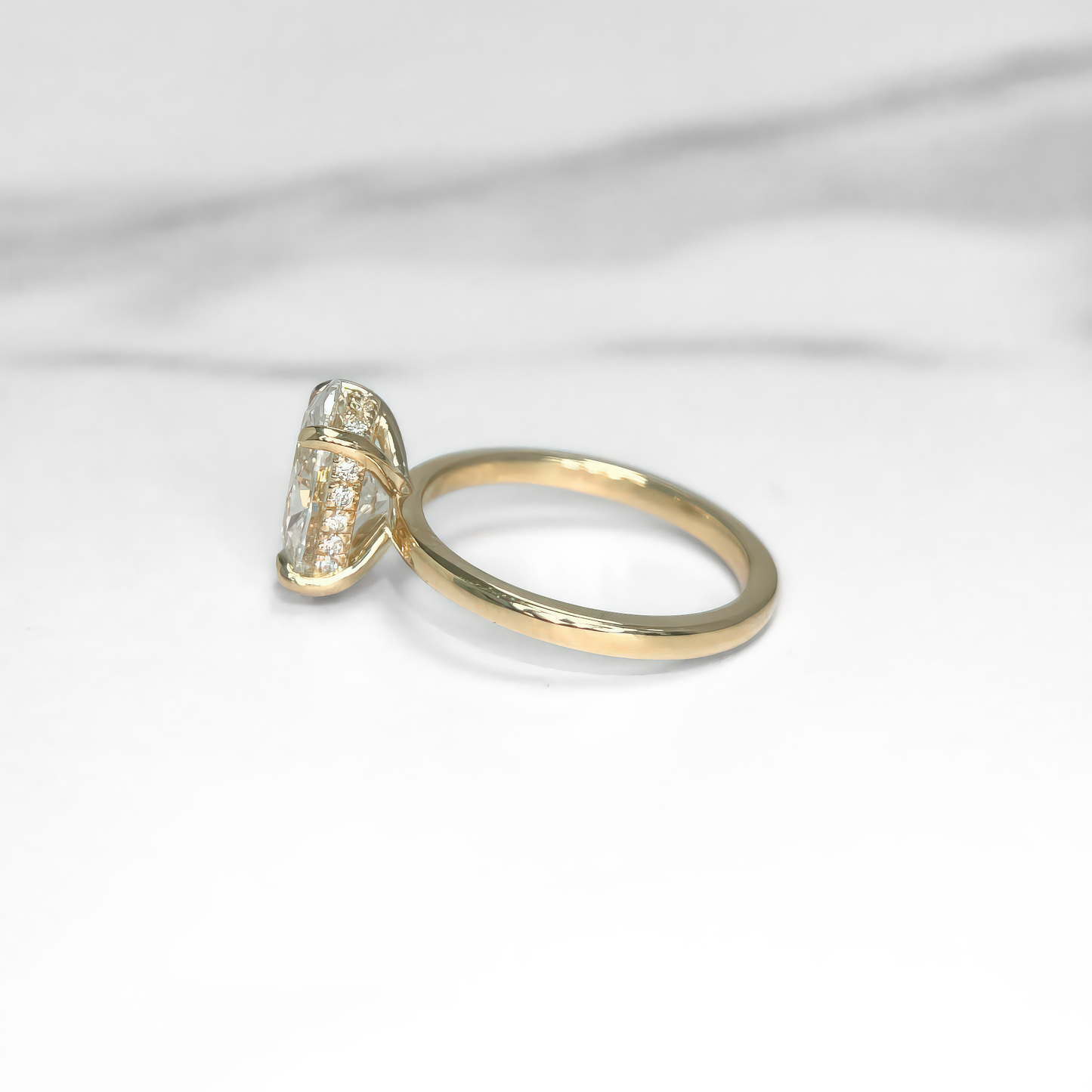 Oval Diamond Hidden Halo Solitaire Ring