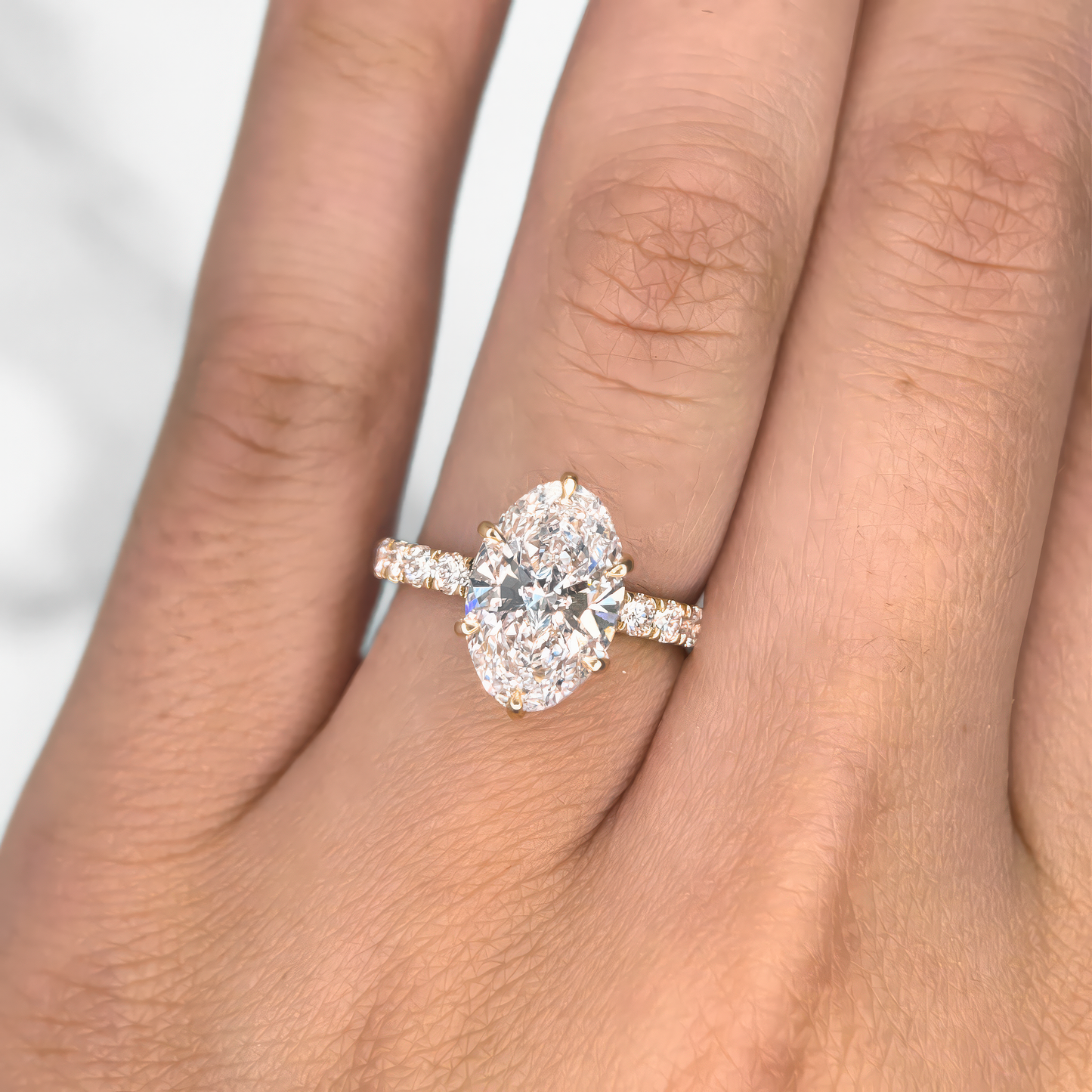 Oval Diamond Six Hidden Halo Ring