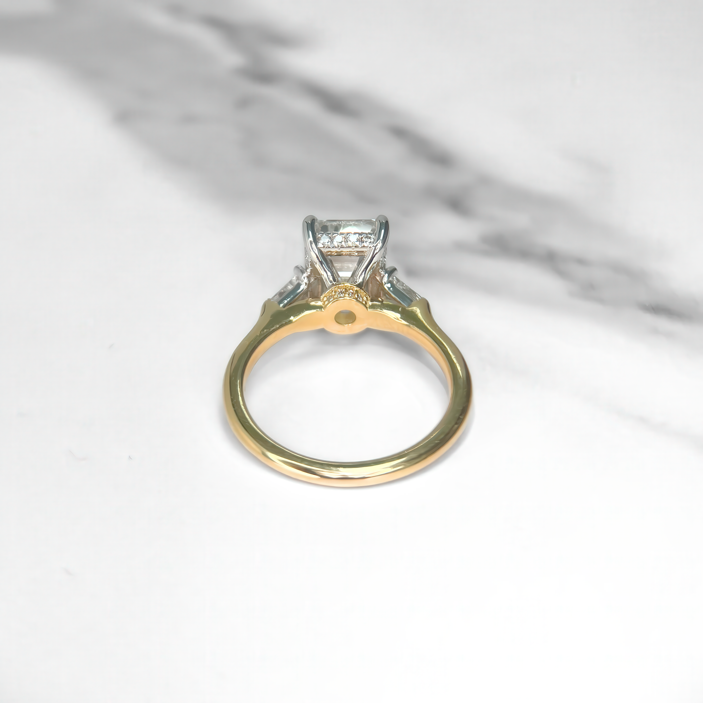 Emerald Cut Diamond Baguette Three Stone Ring