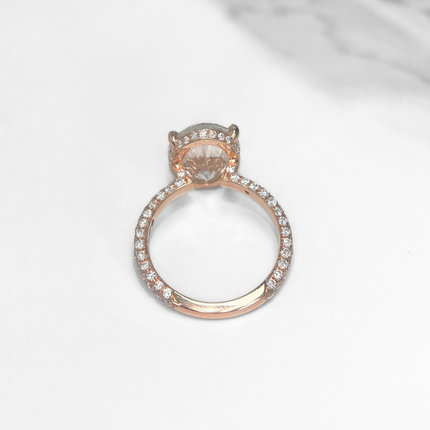 Oval Diamond Three Row Pave Ring