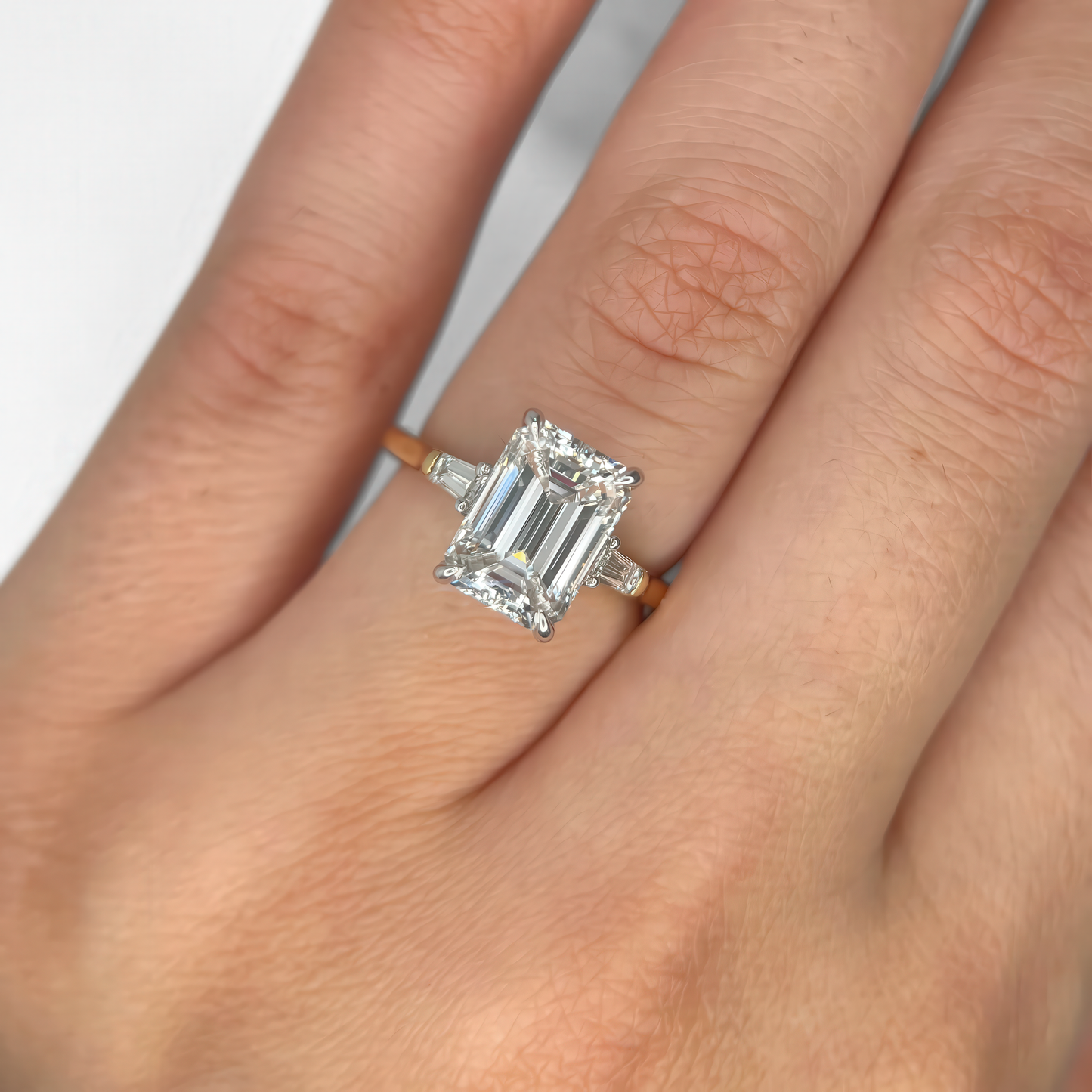 Emerald Cut Diamond Baguette Three Stone Ring