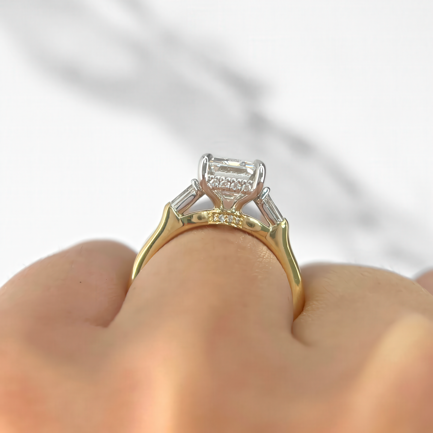 Emerald Cut Diamond Baguette Three Stone Ring