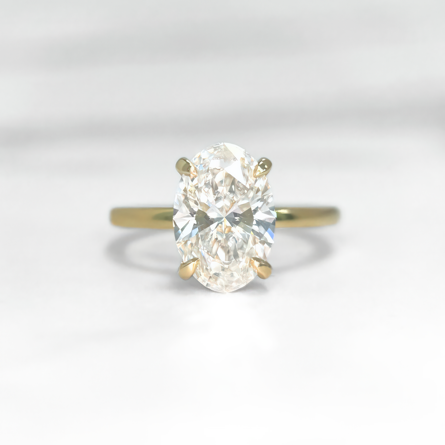 Oval Diamond Hidden Halo Solitaire Ring