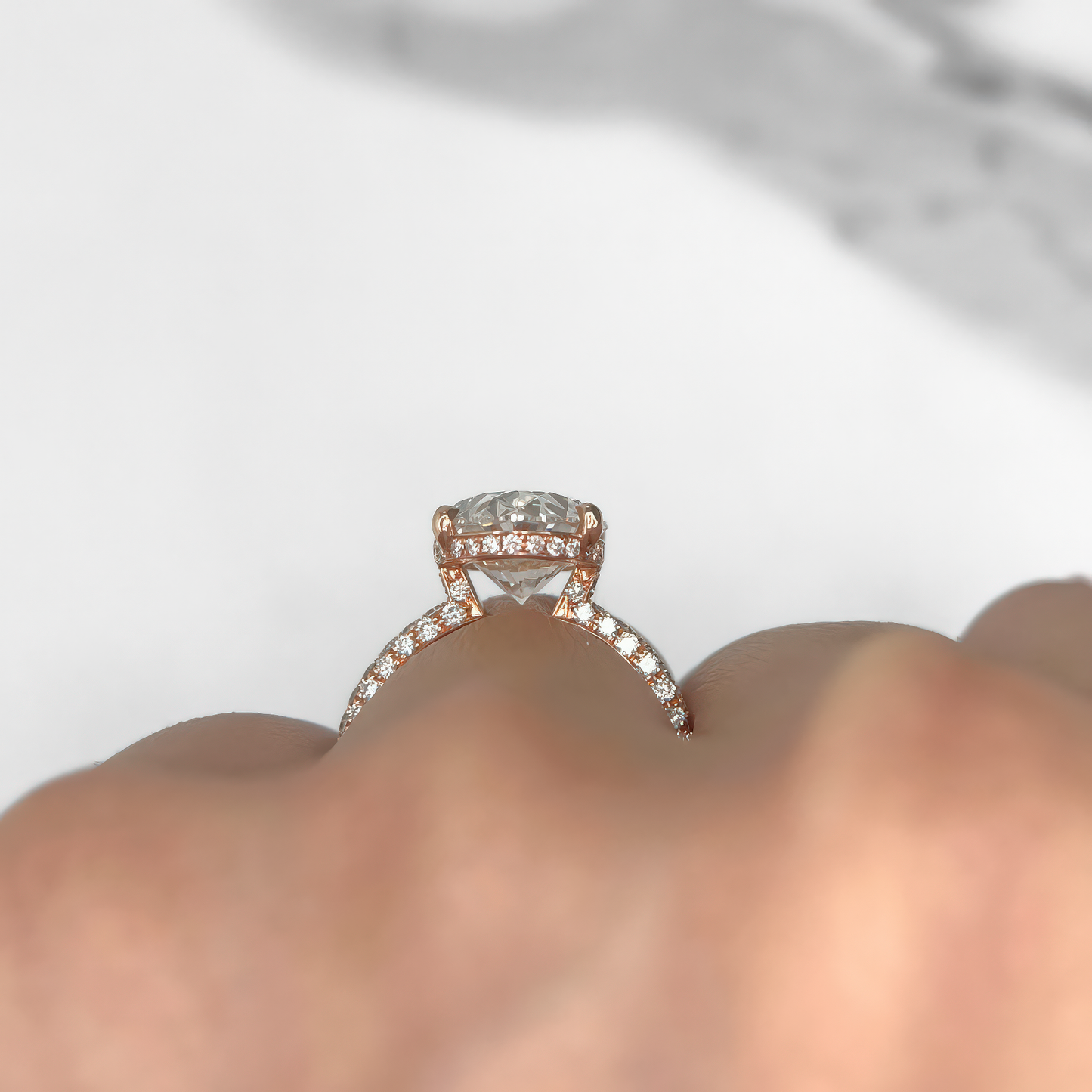 Oval Diamond Three Row Pave Ring