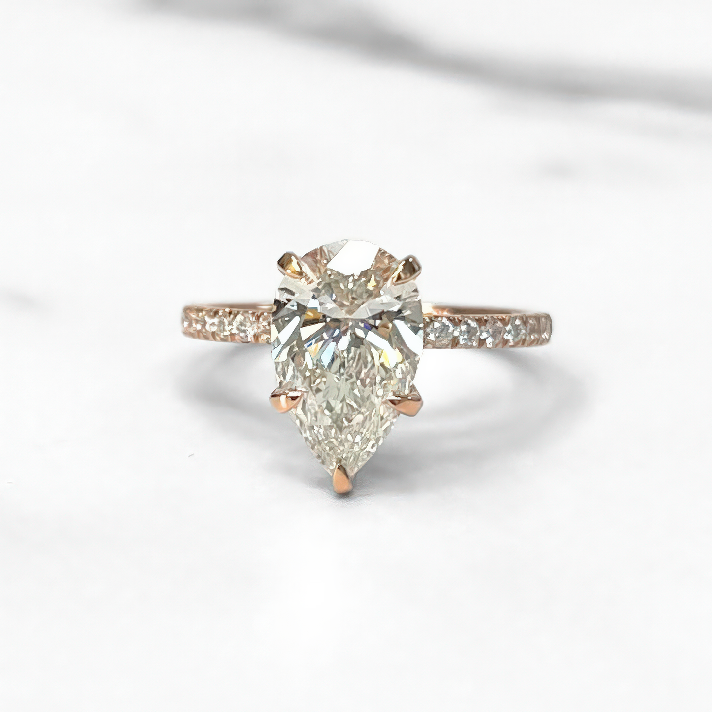 Pear Diamond Hidden Halo Ring