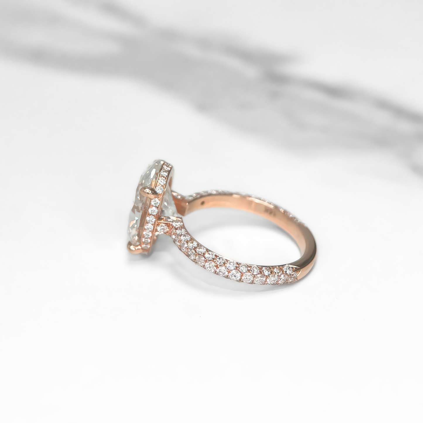 Oval Diamond Three Row Pave Ring