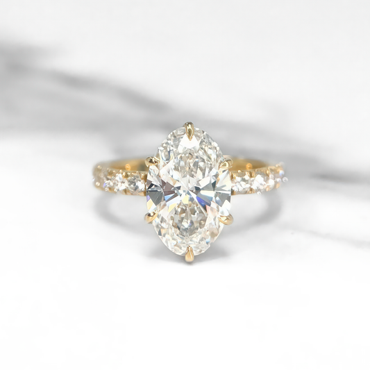 Oval Diamond Six Hidden Halo Ring