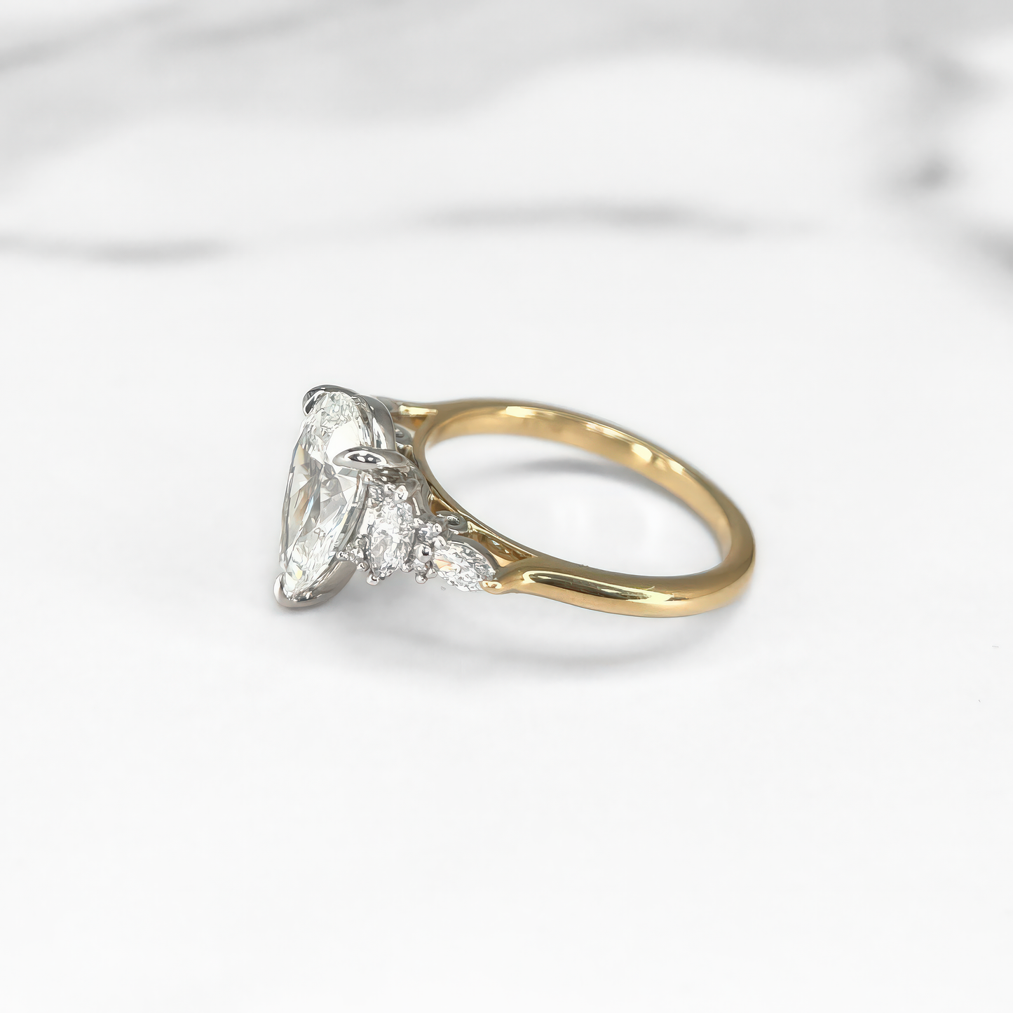 Pear Diamond Cluster Ring