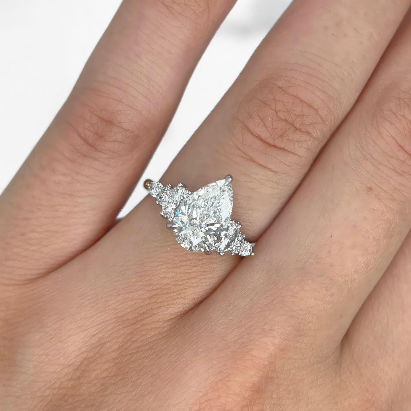 Pear Diamond Cluster Ring