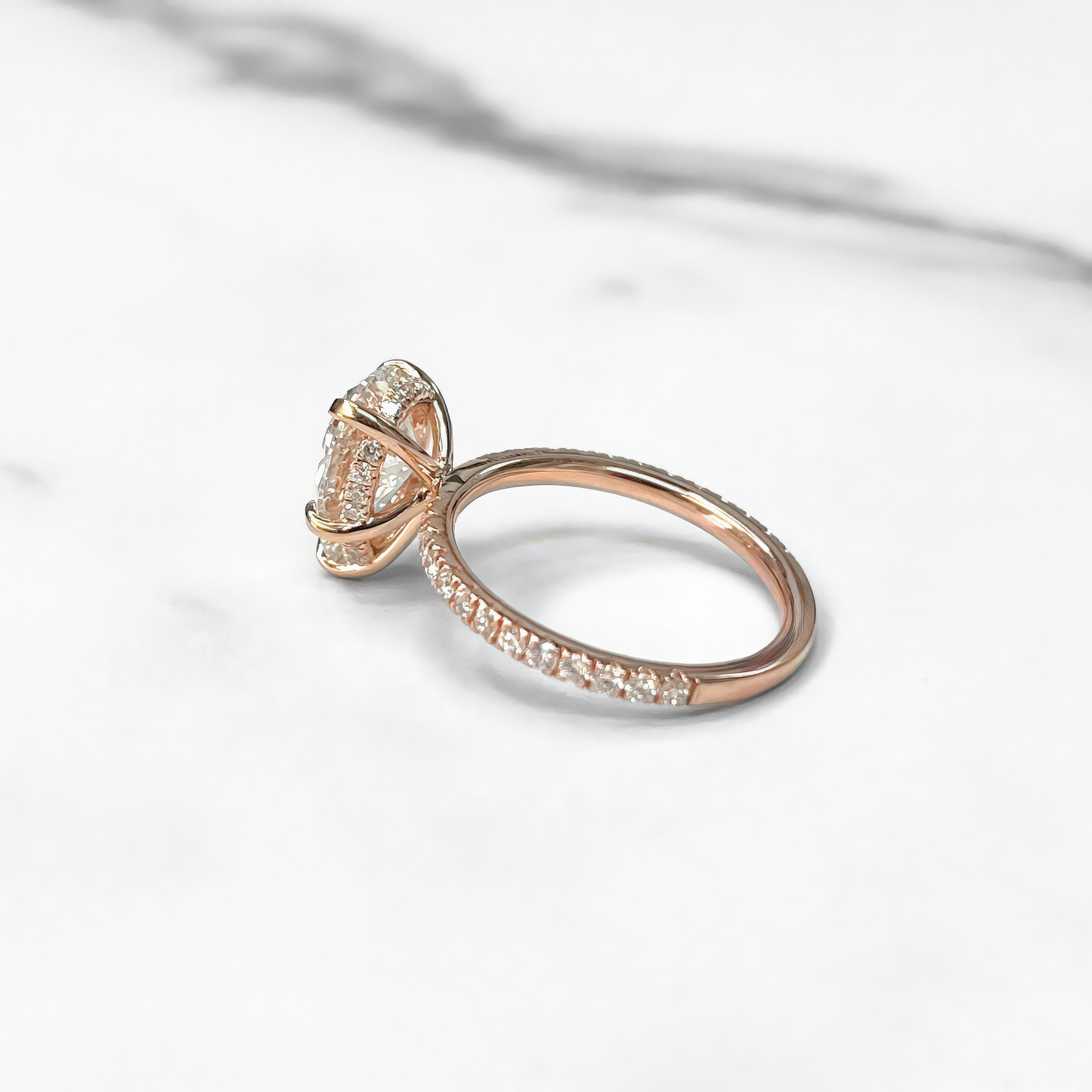 Pear Diamond Hidden Halo Ring