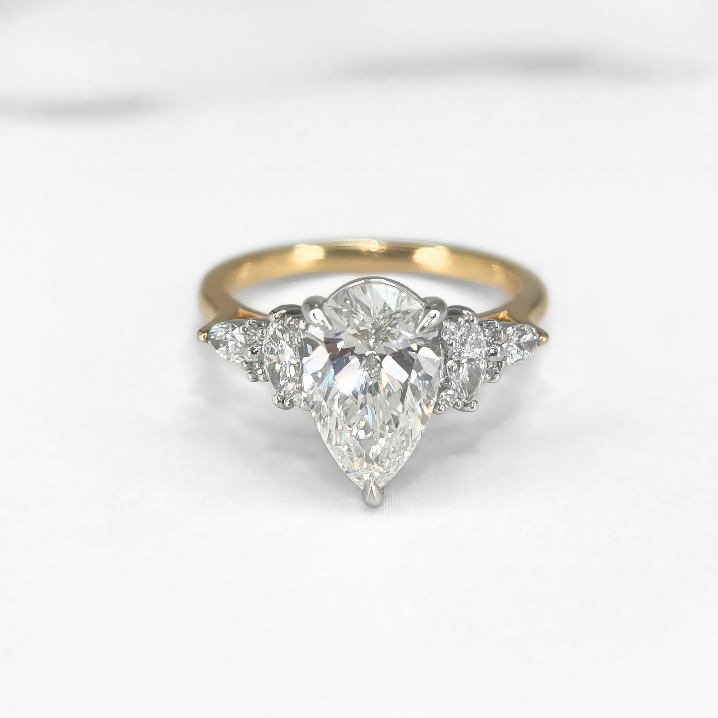 Pear Diamond Cluster Ring