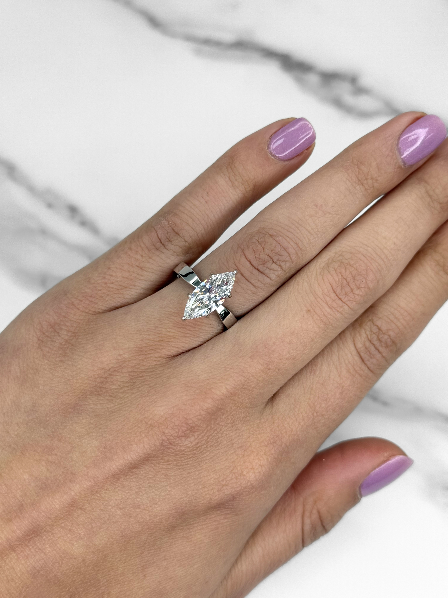 Marquise Diamond Wide Band Solitaire Ring